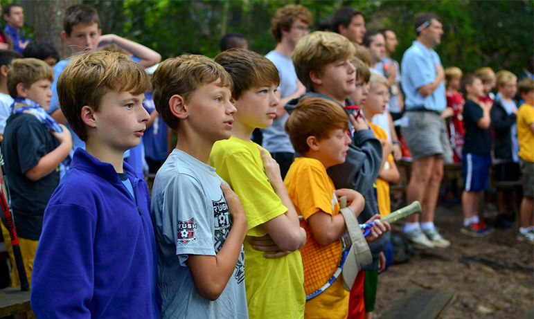 Morning Watch concludes with the boys reciting the Pledge of Allegiance, and then walking to the dining hall for a hearty breakfast.