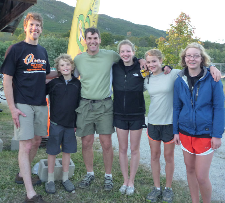 (l to r) Ellison, Matt, Yates, Brooke, Lucy & Annie after the Odyssey Adventure Race in Buchanan, VA on 10-16-10