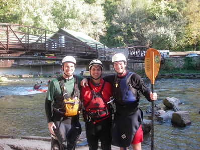 John Bates, Chris Stec and Crom Carey paddling the Nantahala.