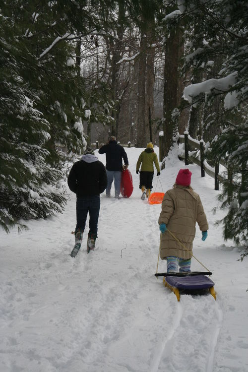 Going sledding at Falling Creek Camp
